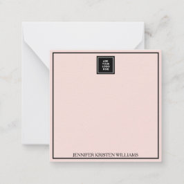 Cartão De Notas Borda fina do logotipo - Elegante rosa pincelado p
