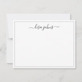 Cartão De Notas Borda fina do nome de script Elegante profissional