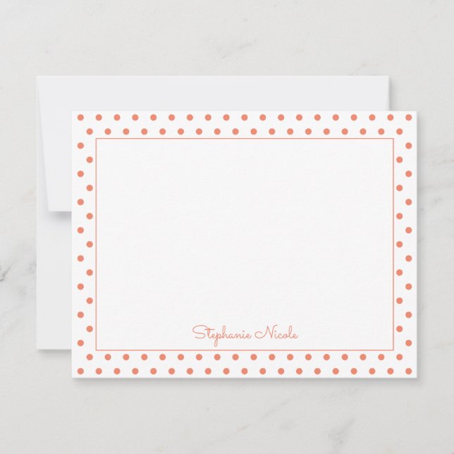 Cartão De Notas Borda fina personalizada laranja Bolinhas simples (Frente)