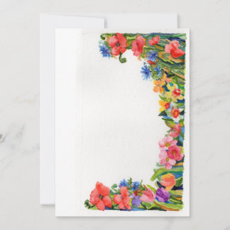 Cartão De Notas borda floral de cor d'água brilhante