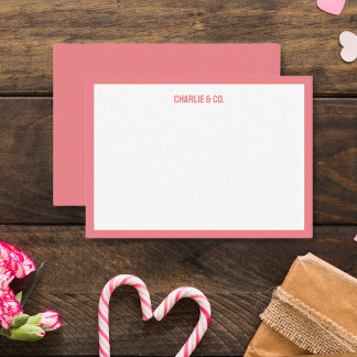 Cartão De Notas Borda Mínima do Solteiro Rosa Mudado, Personalizar