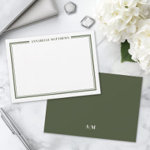 Borda Minimalista em Verde Oliva Monograma Nome