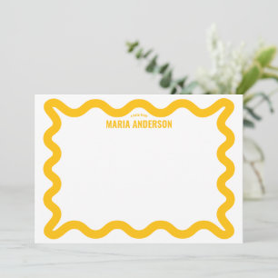Cartão De Notas Borda ondulada amarela retrô personalizada