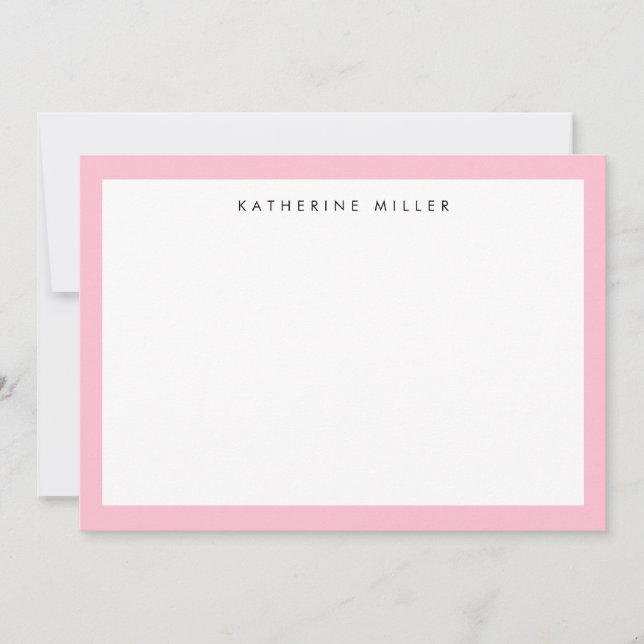 Cartão De Notas Borda Rosa Chic Personalizada (Frente)