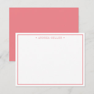 Cartão De Notas Borda Rosa Clássica Minimalista