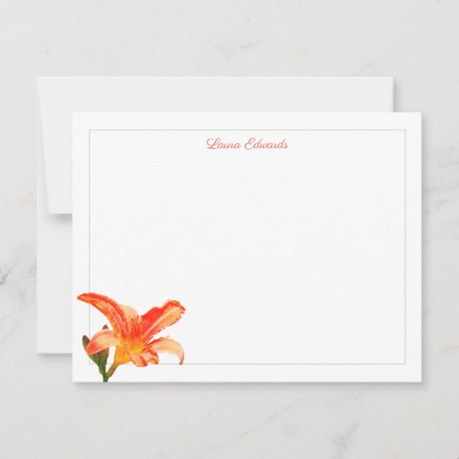 Cartão De Notas Borda Verde Lilar Laranja Laranja Aquarela Persona (Frente)