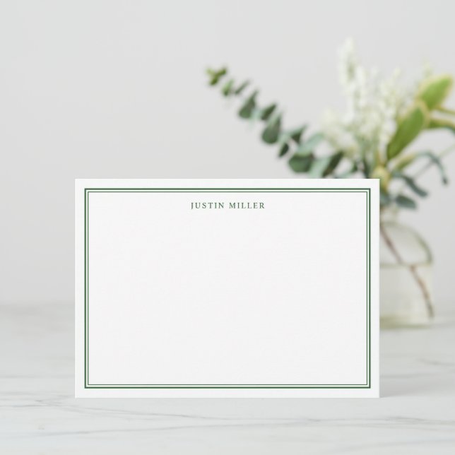 Cartão De Notas Borda Verde Simples Personalizada Média (Em pé/Frente)