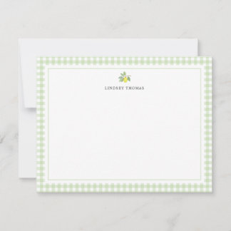 Cartão De Notas Borda Xadrez Verde Limão Personalizada