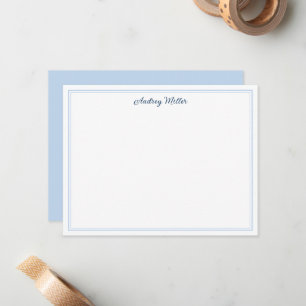 Cartão De Notas Bordado Simples Azul Personalizado