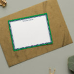 Cartão De Notas Bordas Azuis Verde e Marinho Adicionar Seu Nome<br><div class="desc">Cartões de nota personalizados elegantes em branco com bordas em verde e marinho em azul. Adicione seu nome em azul escuro!</div>