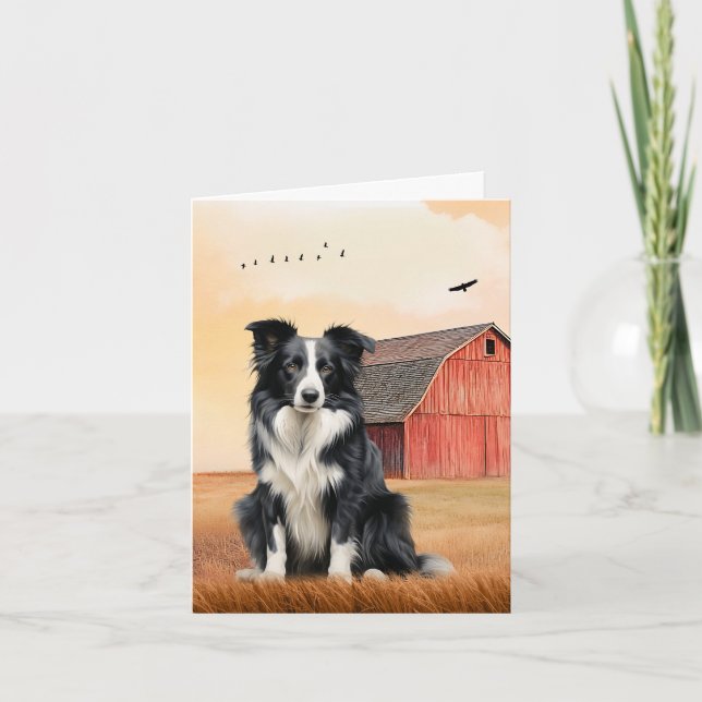 Cartão De Notas Border Collie Dog and Red Barn Ranch (Frente)