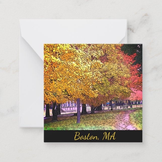 Cartão De Notas Boston, Massachusetts Fall Foliage Art 0533 (Frente)