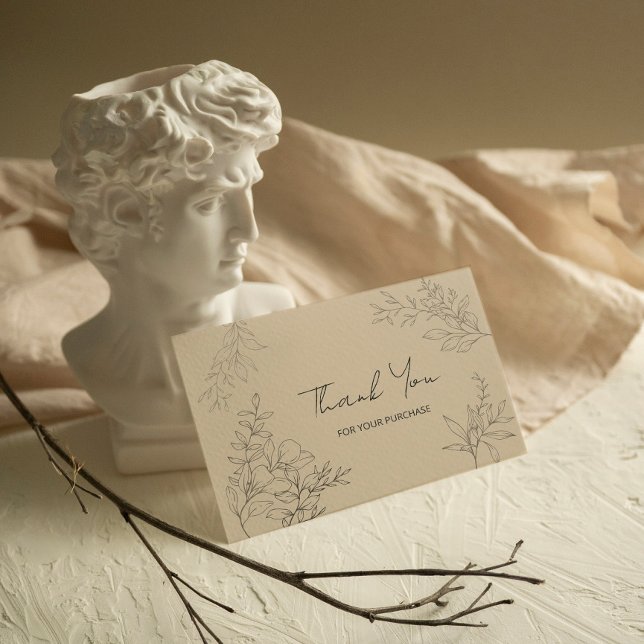 Cartão De Notas Botânica Minimalista Obrigado (Minimalist Botanical Thank You for Purchase card for your small business)