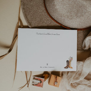 Cartão De Notas Botas de Cowboy Casamento His & Hers