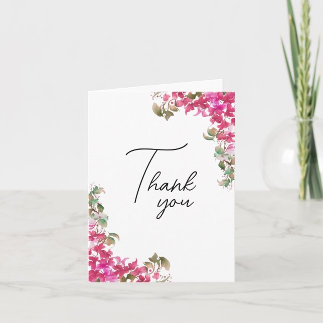 Cartão De Notas Bougainvillea Flores Watercolor Magenta (Frente)