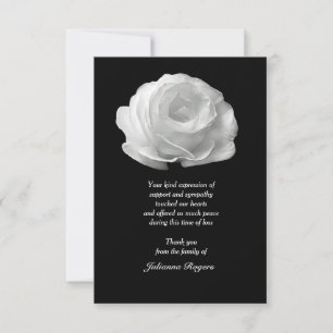 Cartão De Notas Branca Rose Bereavement Obrigado Notecards (3,5x5)