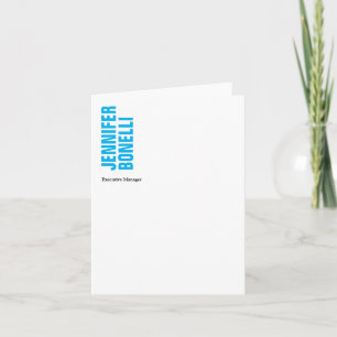 Cartão De Notas Branco azul-azul moderno e minimalista profissiona