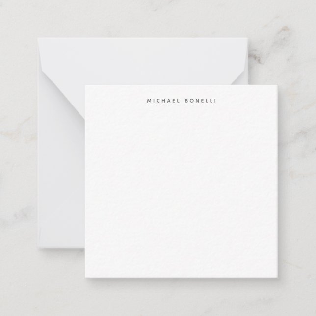 Cartão De Notas Branco moderno elegante minimalista simples (Frente)