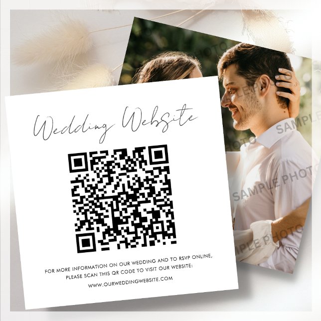Cartão De Notas Branco | RSVP | Site do Casamento (Criador carregado)