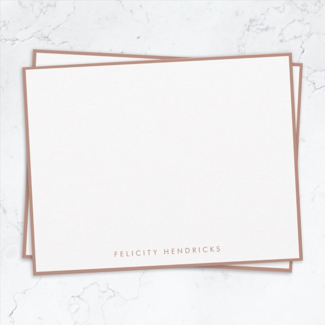 Cartão De Notas Branco Simples e Elegante Moderno Elegante Dourado (Elegant rose gold border note card by Guava - modern, minimalist, and easily customizable.)
