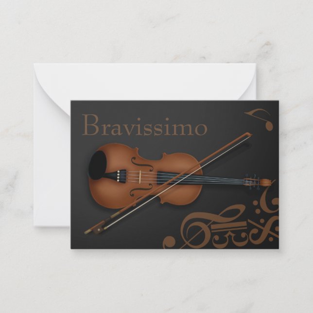 Cartão De Notas "Bravissimo" Castanho Violino e Arco Preto e Marro (Frente)