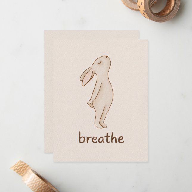 Cartão De Notas Breathe Bunny Flat Note Card (Frente/Verso In Situ)