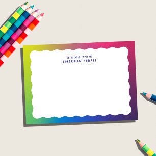 Cartão De Notas Brincadeira colorida, simples nome do retro