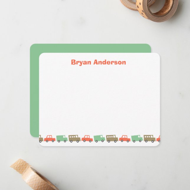 Cartão De Notas Brinquedos Divertidos Bonitos Retro Transporte Agr (Frente/Verso In Situ)