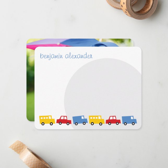 Cartão De Notas Brinquedos para Meninos Transporte Bebê/Aniversári (Frente/Verso In Situ)