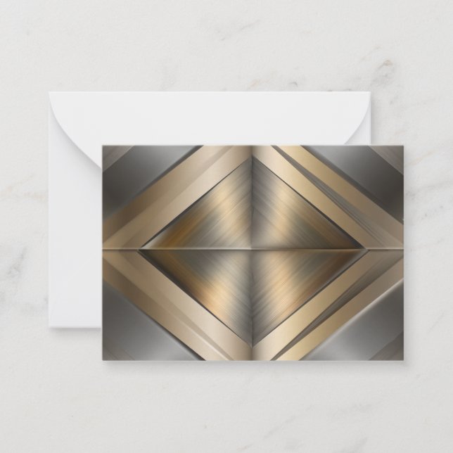 Cartão De Notas Brushed Metallic Geometric Diamond Pattern (Frente)
