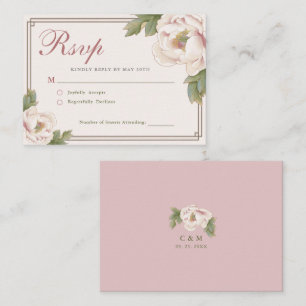 Cartão De Notas BUDGET Elegant Blush Peony Floral Weding RSVP