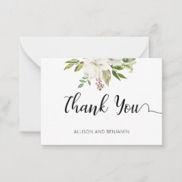 Cartão De Notas BUDGET Elegant Weding White Floral Obrigado