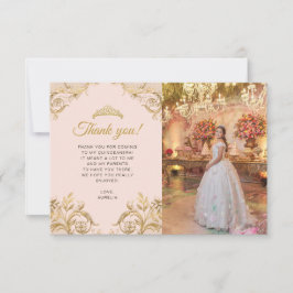 Cartão De Notas BUDGET Elegante Blush Foto Dourada Rosa Quinceañer