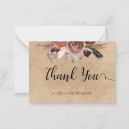 Cartão De Notas BUDGET Elegante Casamento Pequeno Floral Obrigado