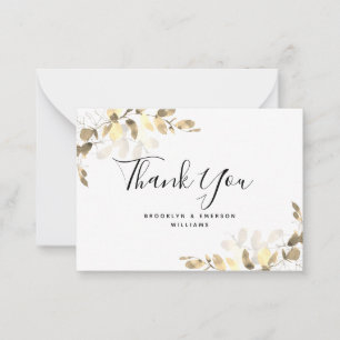 Cartão De Notas BUDGET Eucalyptus Dourado Foliage Casamento Obriga