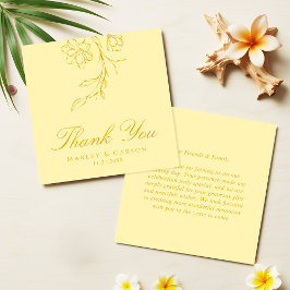 Cartão De Notas Budget Minimal Butter Yellow Wedding Thank You