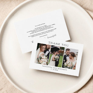 Cartão De Notas Budget Newlyweds 3 Photo Wedding Thank You