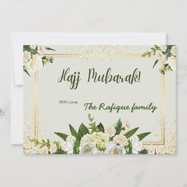 Cartão De Notas Buquê da Flor com a mensagem Hajj Mubarak (Frente)