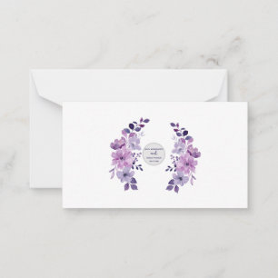 Cartão De Notas Buquê de flores roxas aquarela