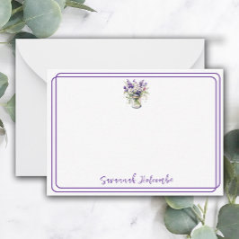 Cartão De Notas Buquê Floral bonito Roxo Em Um Plano De Jar