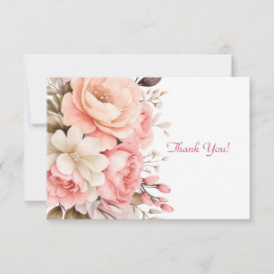 Cartão De Notas Buquê Floral Cor-de-Rosa Elegante