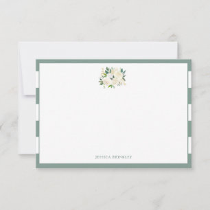 Cartão De Notas Buquê Rosa Branco Papel de carta Personalizado