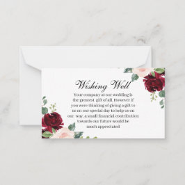 Cartão De Notas Burgundy Blush Floral Casamento Desejando Bem