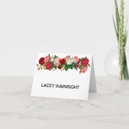 Cartão De Notas BURGUNDY FLORAL | ROSA GARLAND FLOWE Personalizado
