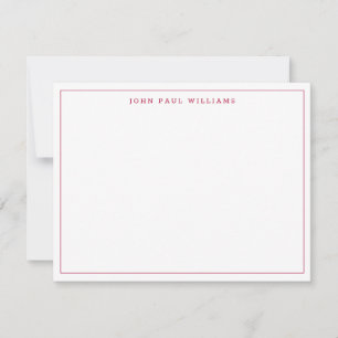 Cartão De Notas Burgundy Red Simple Professional Thin Border Chic
