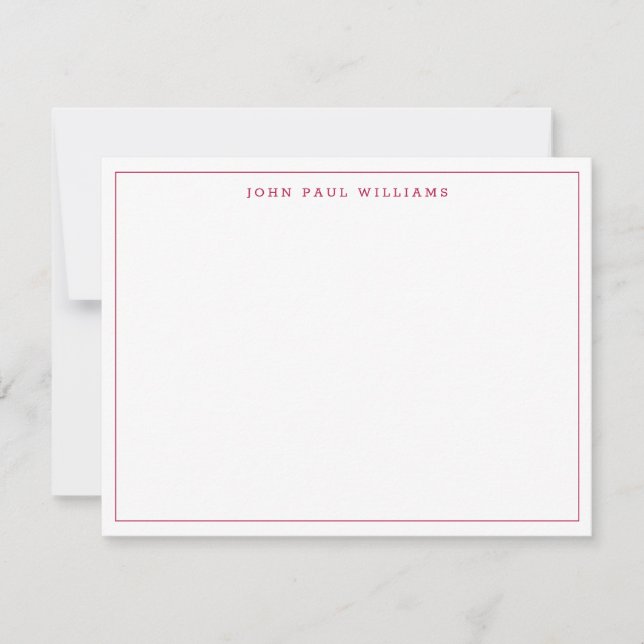 Cartão De Notas Burgundy Red Simple Professional Thin Border Chic (Frente)