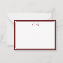Cartão De Notas Burgundy three Border Monogram Note Card
