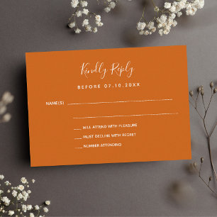 Cartão De Notas Burnt orange wedding response RSVP