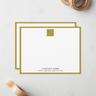 Cartão De Notas Business Logo Company Name Gold Border