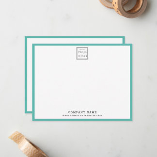 Cartão De Notas Business Logo Company Name Teal Border